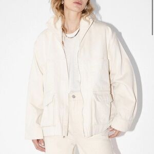 James Street Co. Cargo Denim Jacket Natural Size Small